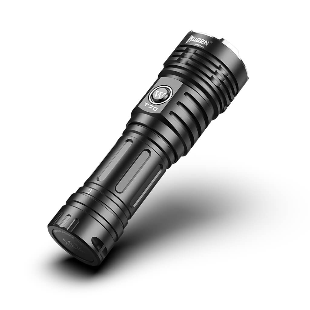 Wuben T70 Tactical Flashlight - 4200 Lumens - Black-Button Switch
