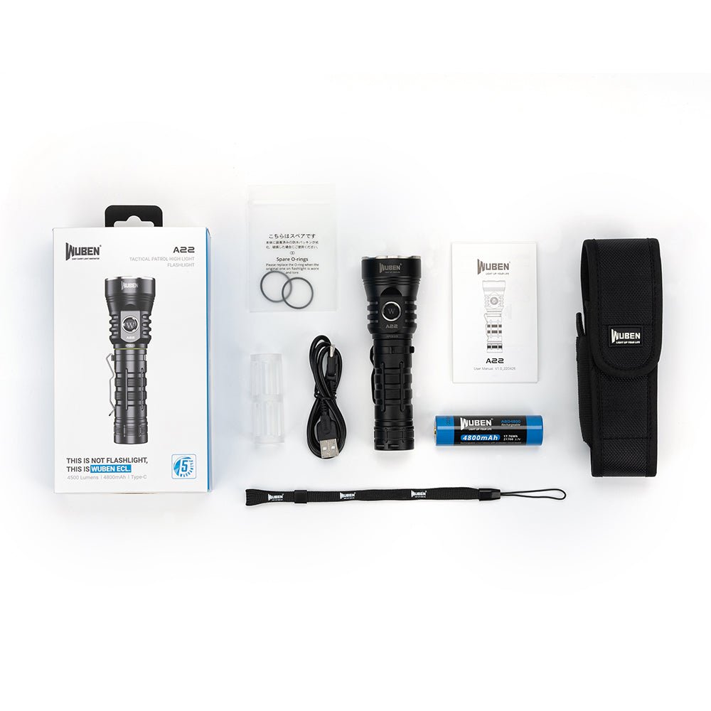 A22 4500 Lumens High Power Rechargeable Flashlight