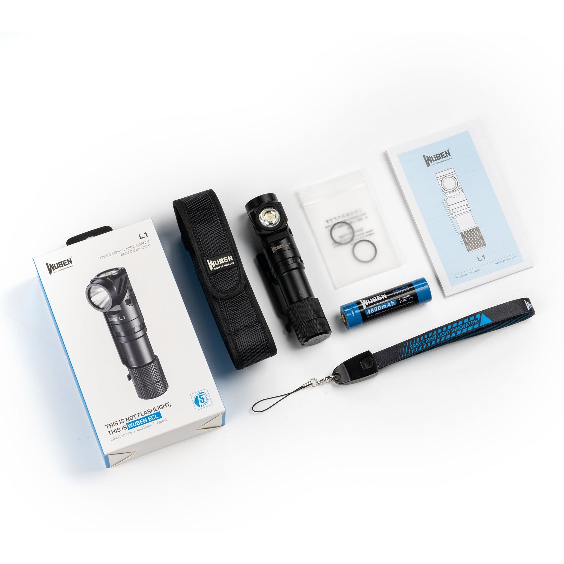 WUBEN L1 2000 Lumens Rechargeable EDC Tactical Flashlight