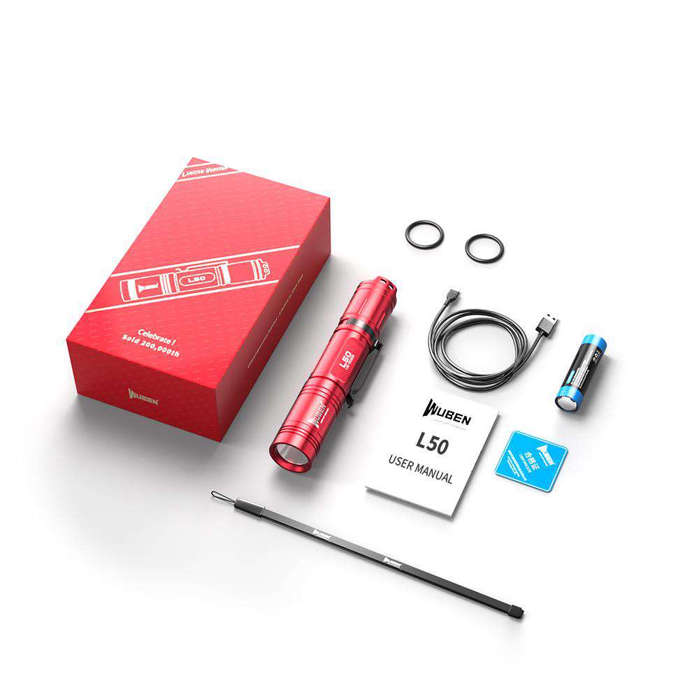 Wuben L50 EDC Rechargeable 18650 Tactical LED Flashlight