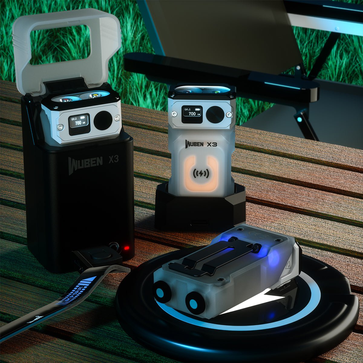【ショールーム展示品美品】WUBEN品番【X3】フラッシュライト充電ボックス付 Wuben X3 EDC Rechargeable Magnetic Pocket Flashlight