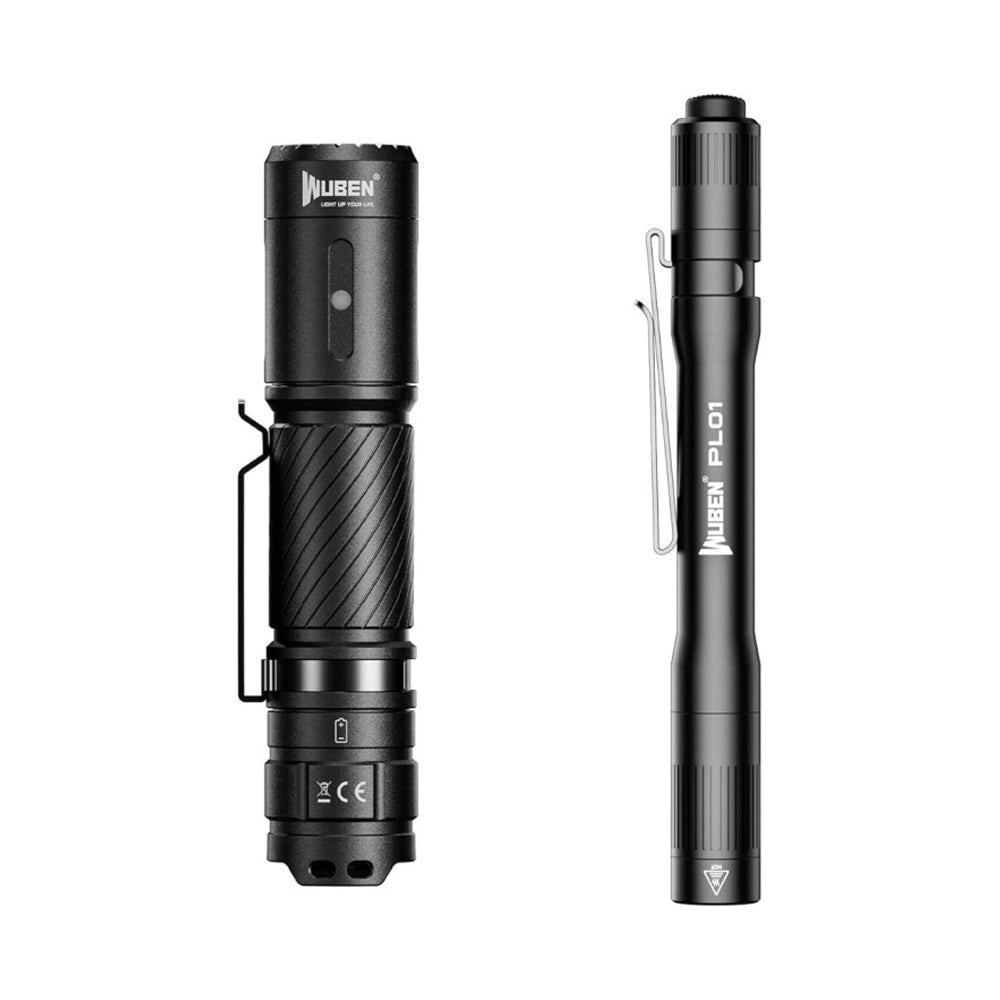WUBEN PL01 Featherlight Tactical EDC Pen Flashlight PL01 Black + G2 Black