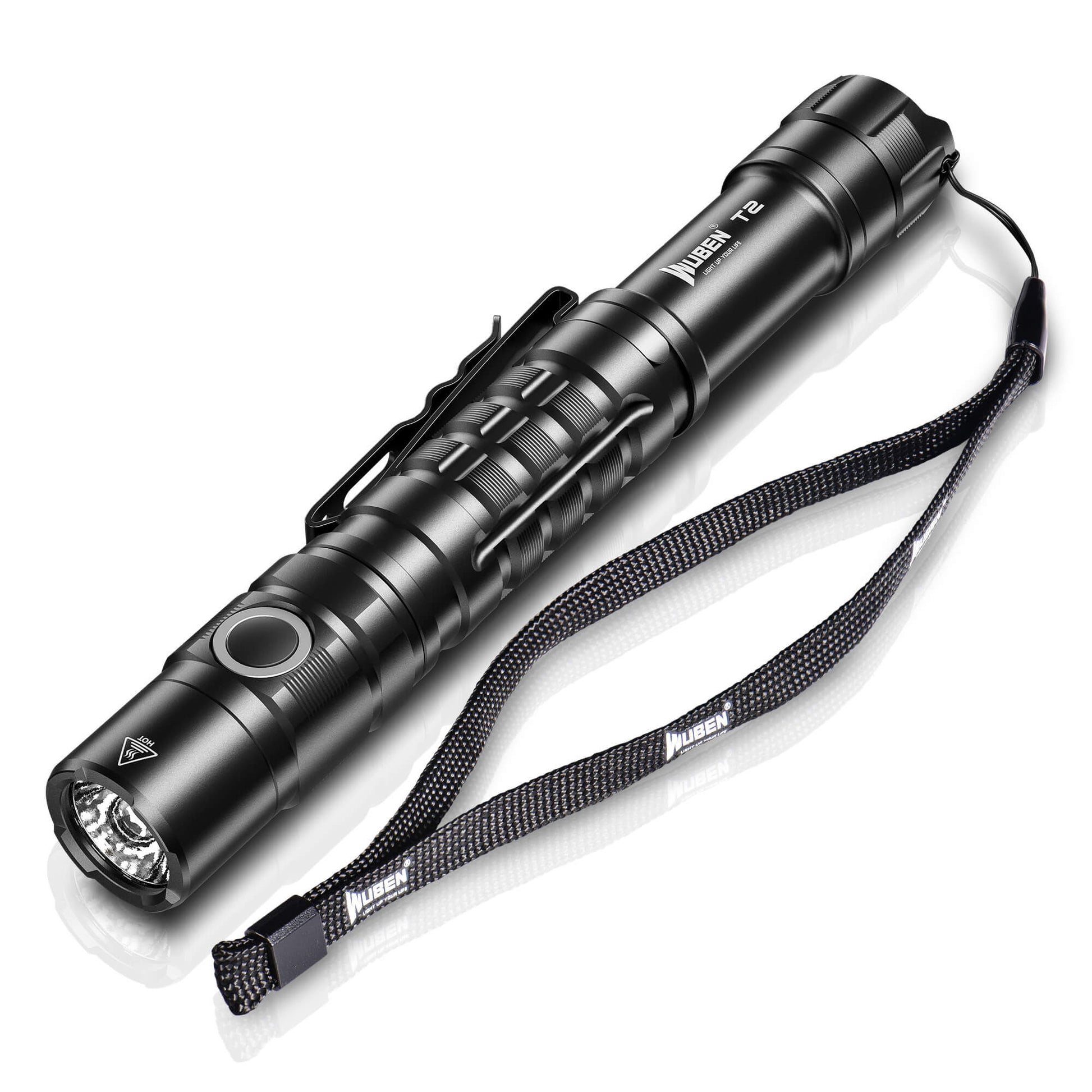 WUBEN T2 LED Tactical Flashlight Momentary-on Tail Switch High 550 Lumens AA Battery IP68 Tactical Flashlights For Self-defense Emergency Outdoor - WUBEN