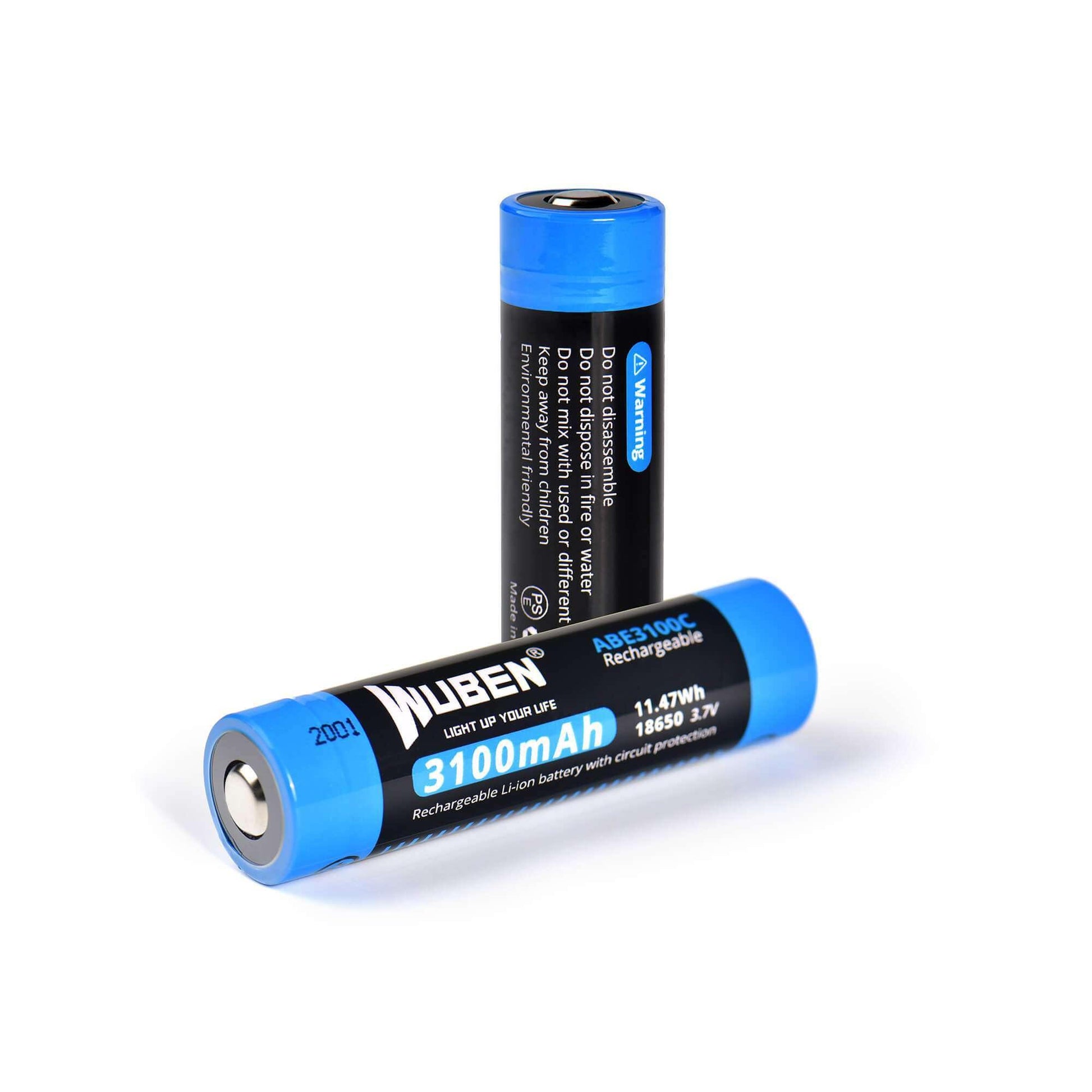 WUBEN ABE3100C 18650 3100mAh rechargeable Protected lithium battery - WUBEN