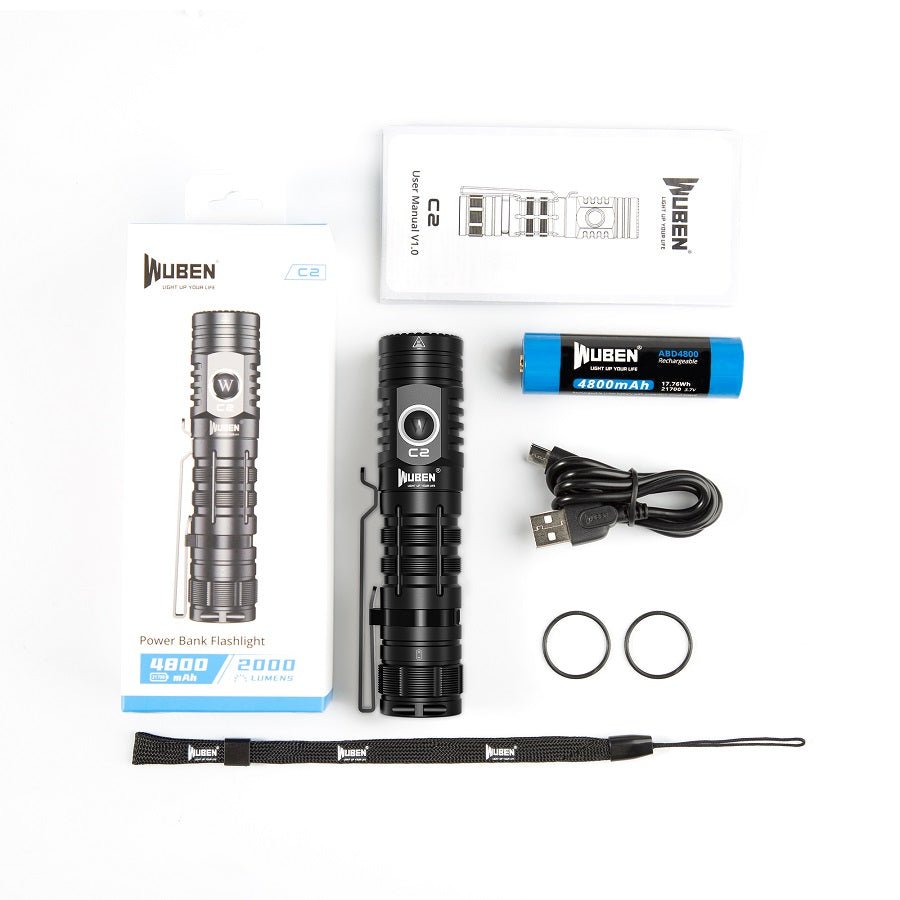 2000 Lumen Power Bank Flashlight - Wuben C2 LED Torch