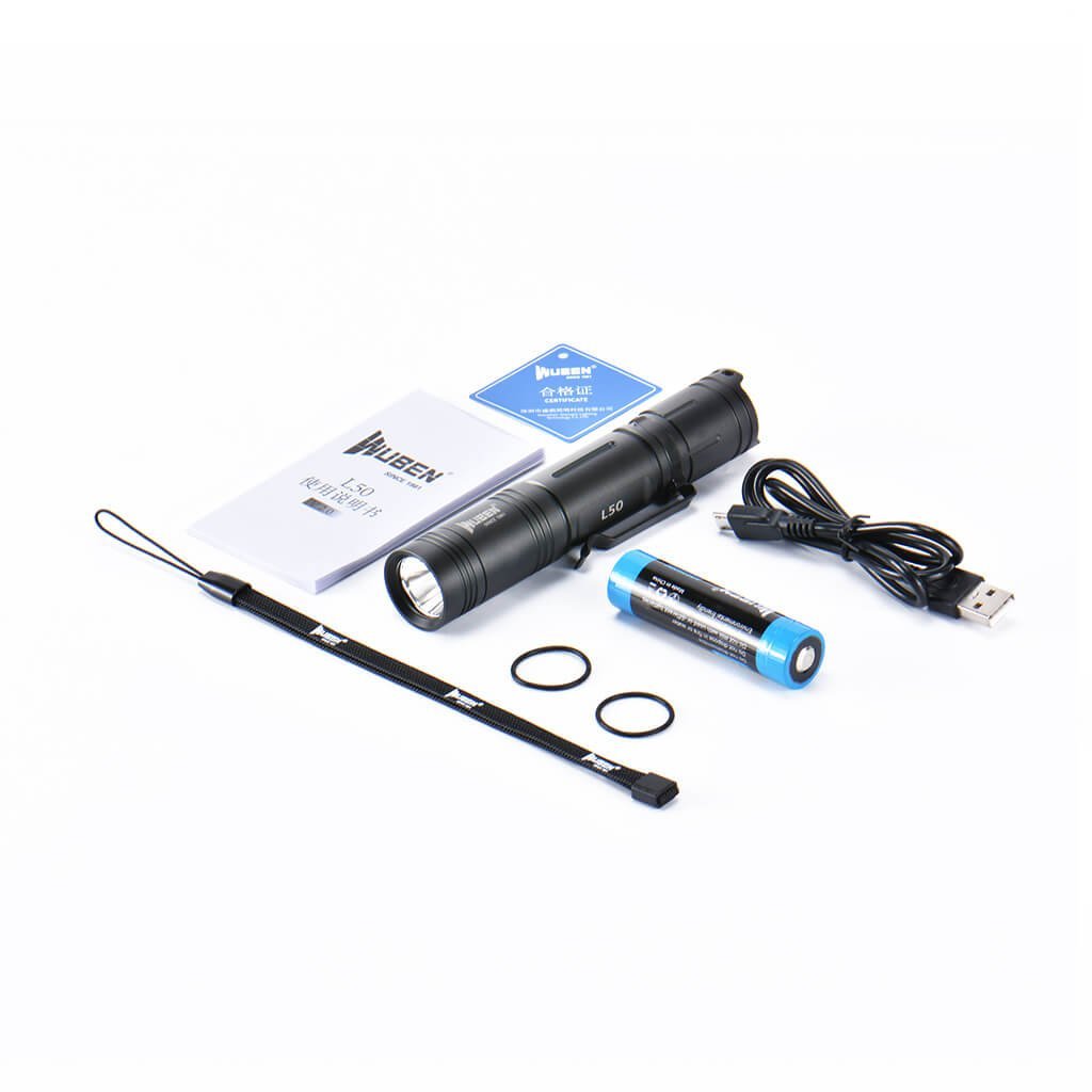 Wuben L50 EDC Rechargeable 18650 Tactical LED Flashlight